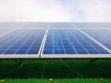 Solar panel on grass