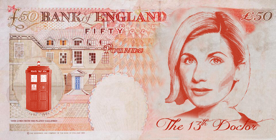 Jodie Whittaker as Dr Who fifty pound note