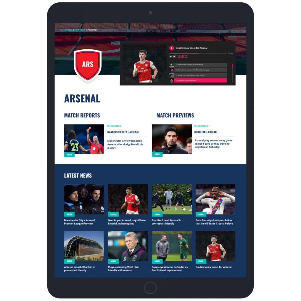 Sport Social website tablet page