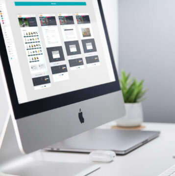 Adobe XD web page layouts displayed on iMac