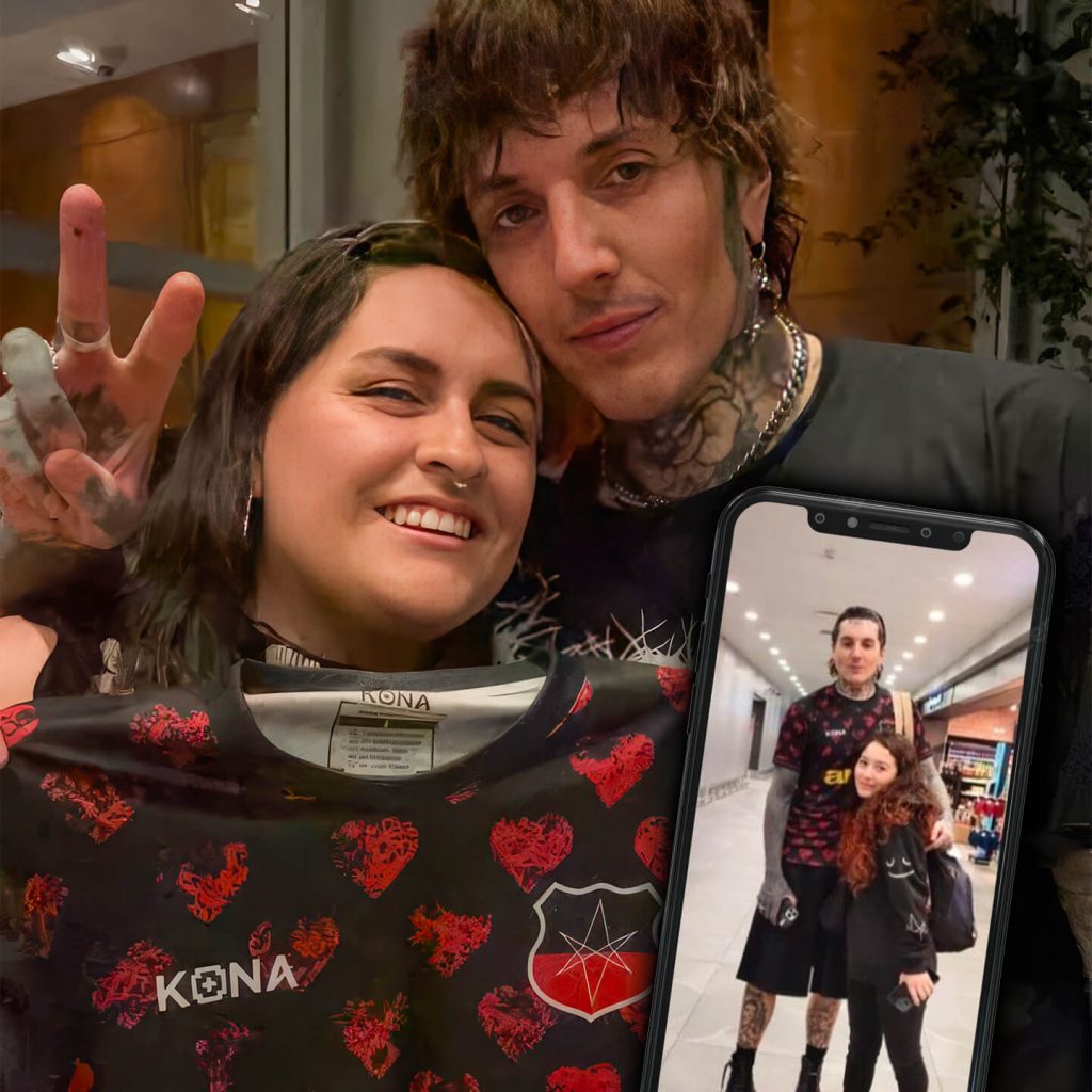 Bring Me The Horizon Oliver Sykes with black football kit