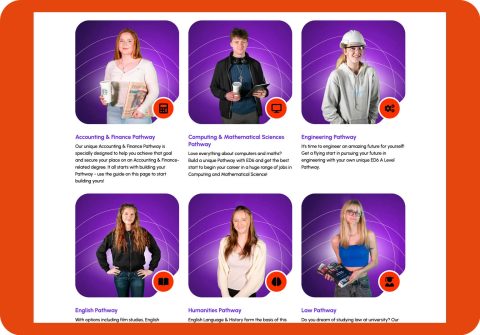 East Durham College ED6 Pathways landing page on tablet