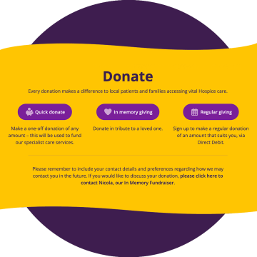 Alice House Hospice website donation banner
