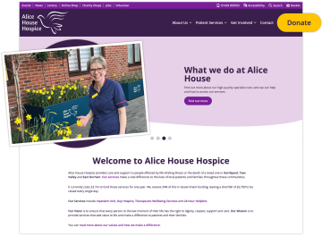 Alice House Hospice website home page